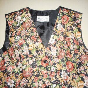 Silk ladies floral vest black back  size medium 1970s (One Resource)